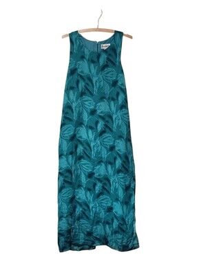 Vintage Soliela Teal Floral Maxi Dress Size Large